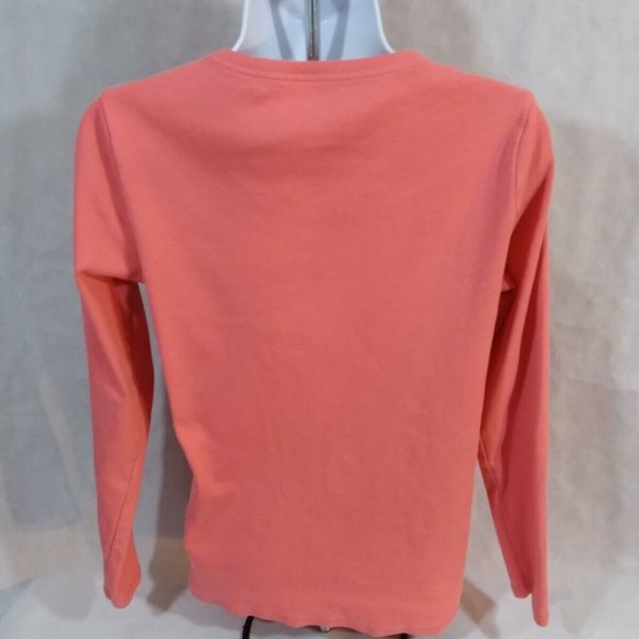Women's Size UK 16 M&S Collection Long Sleeve Solid Salmon Pink T-Shirt - Picture 4 of 4